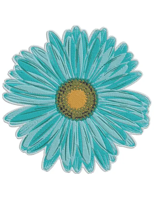 SINGLE BLUE DAISY FLOWER  Embroidery Machine Design Pattern PES JEF HUS DST