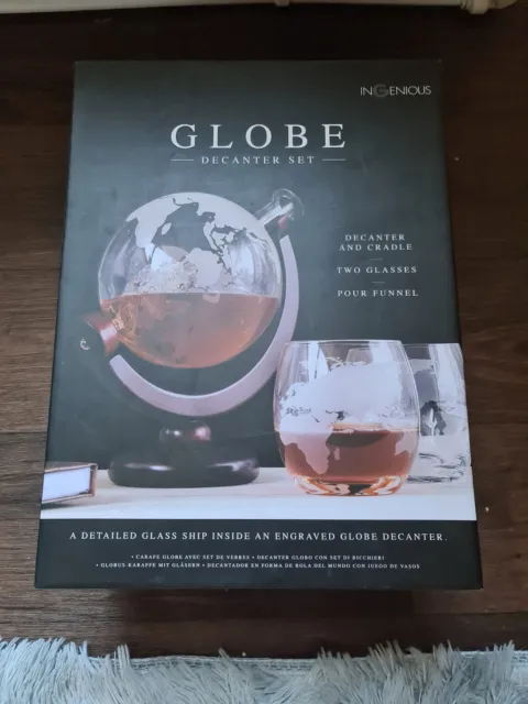 Dad Husband Gift Glass World Globe Whiskey Decanter Set Glassware Birthday Gift