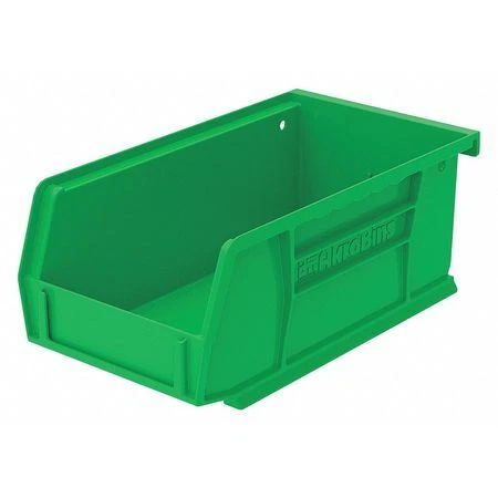 Akro-Mils 30220Green Hang & Stack Storage Bin, Green, Plastic, 7 3/8 In L X 4
