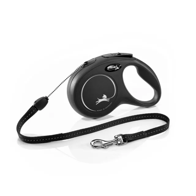 FLEXI New Classic Cord Black Retractable Dog Lead Small 12kg - 8M Multi Small