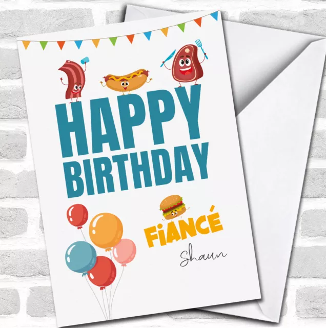 VERLOBTER GEBURTSTAG LUSTIGE FastFoodFiguren Karte personalisierte