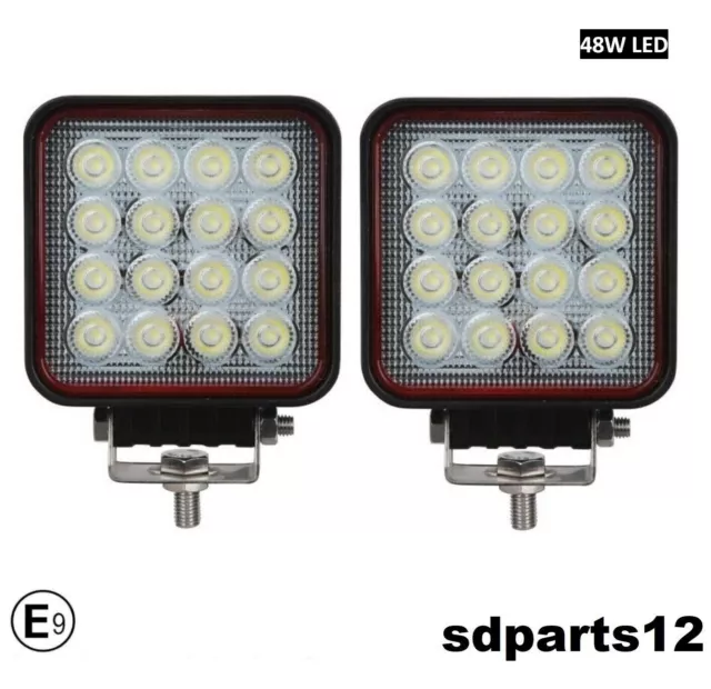 2x 48w Led Feux De Travail Antibrouillard 6000K Blanc Hors Route Vtt E9 12-24v