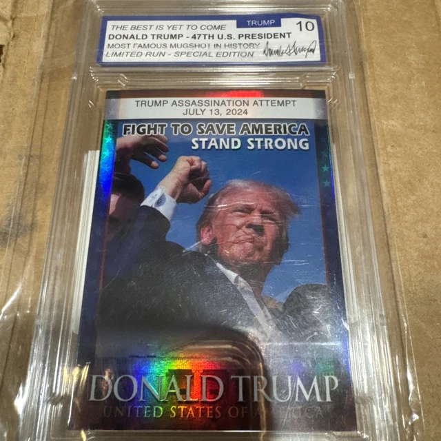 Limited Edition Hologram Card Donald Trump Assassination Attempt Silver  Hologram Trading Card - Gem-Mint 10 Graded With Red Wound Detail Limited  Edition Trump Card