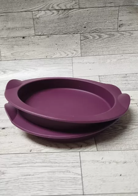 2x NEW Tupperware Silicone Small Round Cake Baking Form  Purple NEW