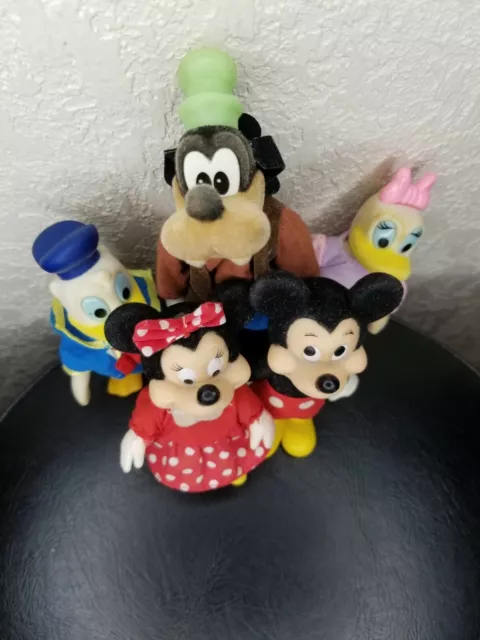 Rare Vintage Disney Felt Covered Figures Pluto Mickey Minnie Goofy Donald Daisy