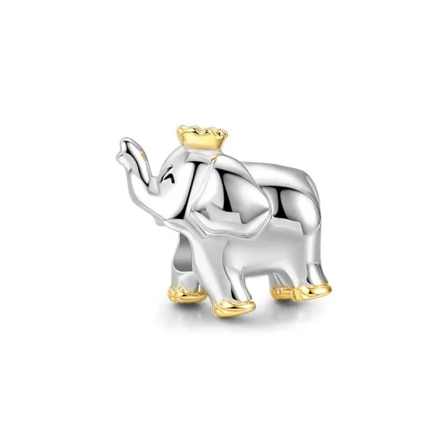 Elephant Crown Charm For Bracelets S925 Sterling Silver
