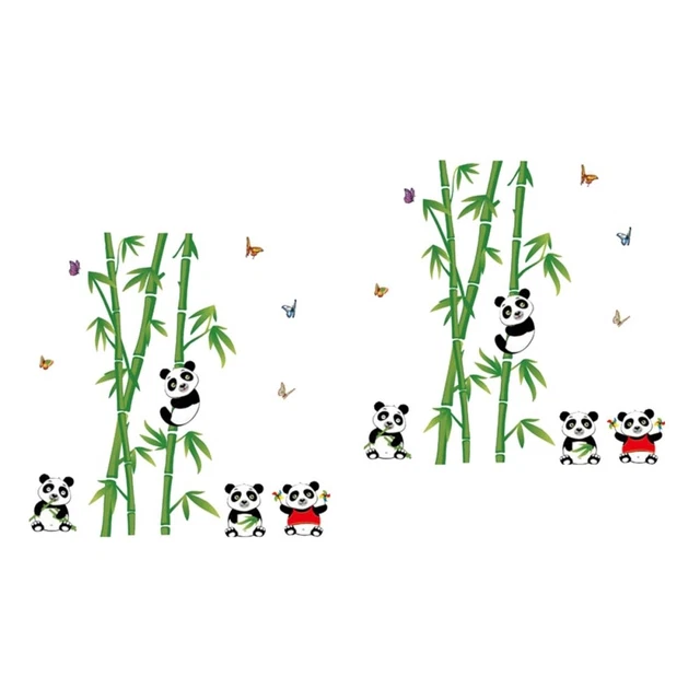 2pcs New Bamboo Panda Panda Vinyl Stickers muraux pour enfants Chambres Enfants