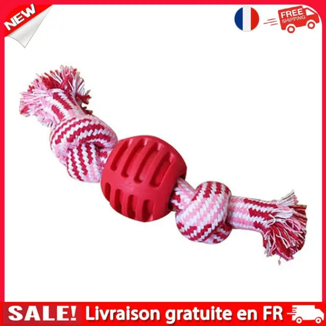 Pet Dog Double Knot Ball Cotton Rope Bite Resistant Tooth Clean Toy (Red)
