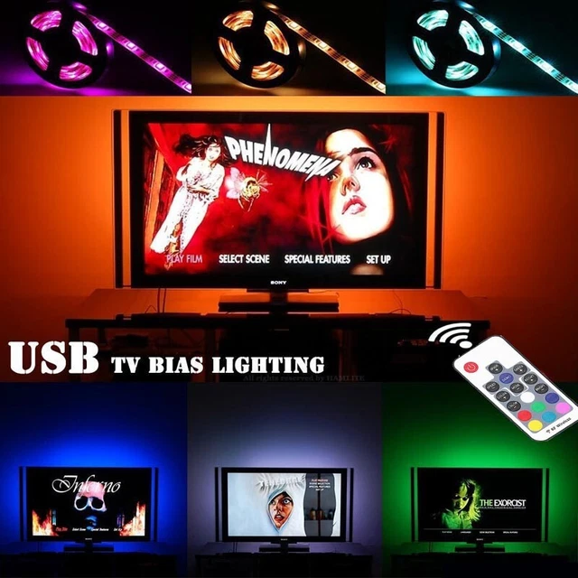 LED STRIP LIGHT 5V Flexible Tape Lights USB Plug TV 5050 RGB 17key ...