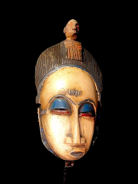 African mask antiques tribal Face vintage African Mask with unique Baoulé -5488