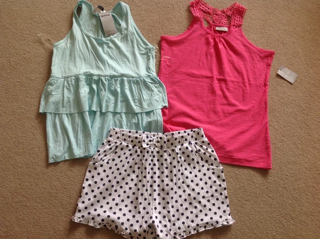 Top Tammy ragazza nuovo con etichette, canotta Matalan top e pantaloncini TU pacchetto età 12-13 anni