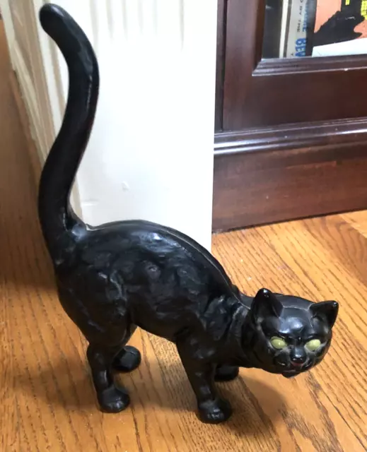 Antique Cast Iron Halloween BLACK CAT Door Stop