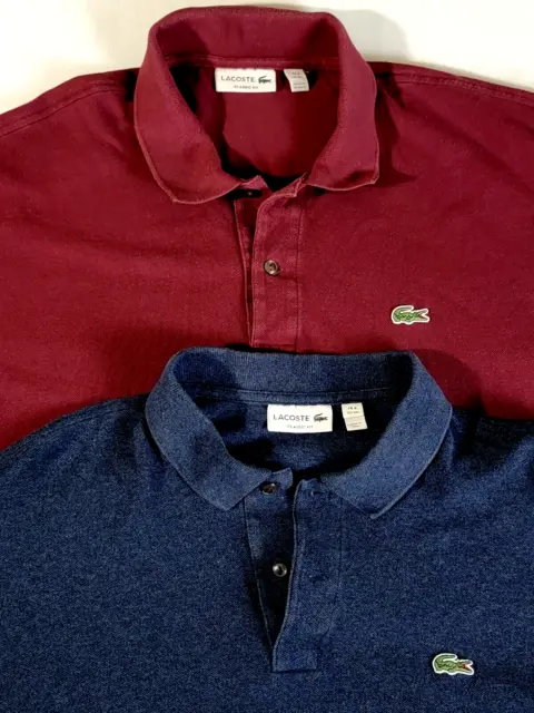Lacoste Men's Short Sleeve Polo Shirt Lot of 2 Blue, Maroon sz 8 3XL