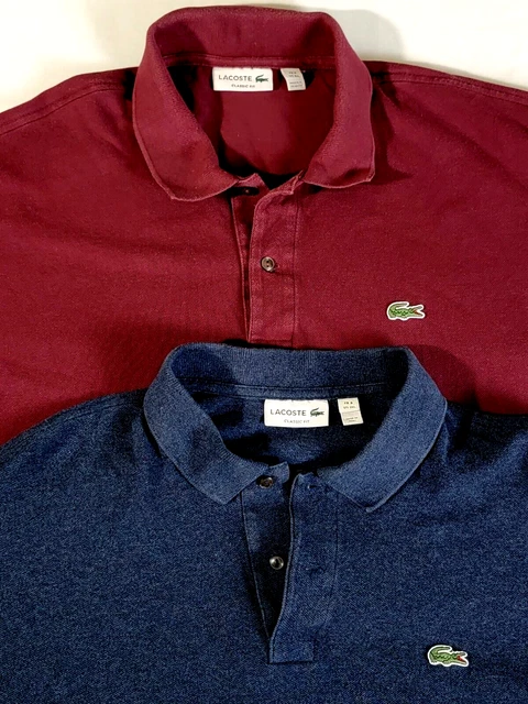 Lacoste Men's Short Sleeve Polo Shirt Lot of 2 Blue, Maroon sz 8 3XL Lacoste Men's Short Sleeve Polo Shirt Lot of 2 Blue, Maroon sz 8 3XL