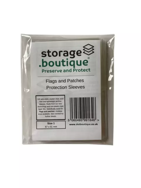 storage.boutique Flags and Patches Protection Sleeves, Acid Free, Various Sizes