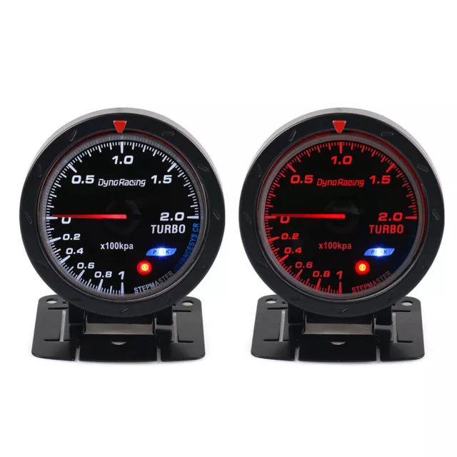 2.5'' 60mm Universal Turbo Boost Gauge 2 Bar White Red LED Car Pressure Meter