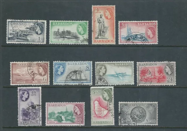 Barbades 1953-57 QEII Timbres Ordinaires Ensemble(Scott 235-247 Courte 236) VF