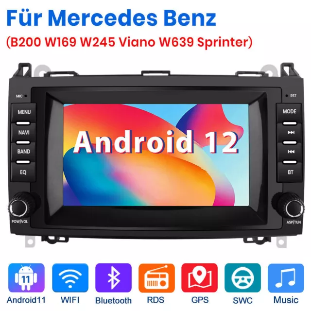 7 "autoradio Android 12 CARPLAY GPS Navi Bluetooth WiFi DAB pour Mercedes-Benz