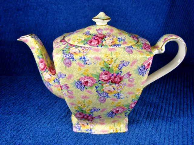 1995 Royal Winton England Grimwades WELBECK CHINTZ Square Teapot