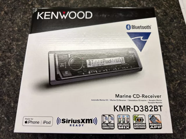 Kenwood KMR-D382BT Marine Boat Stereo Bluetooth USB AUX CD Player Receiver - NEW