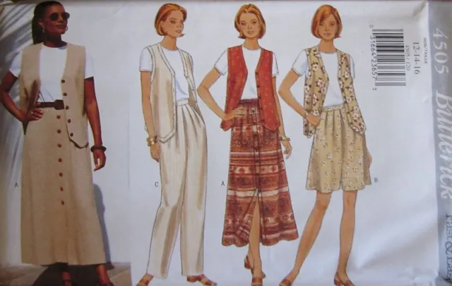 Vintage Butterick SEWING Pattern 4505 Misses Vest Skirt Top UNCUT OOP SEW FF NEW
