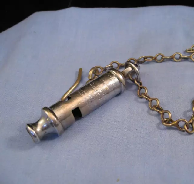 The Metropolitan Salford Police Antique Vintage Nickel Hudson Whistle Barr St