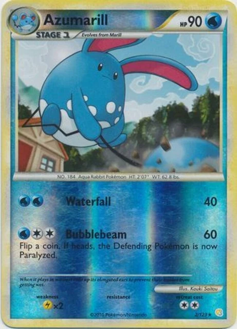 Azumarill - 2/123 - Holo Rare - Reverse Holo x1 - Lightly Played - HeartGold Sou