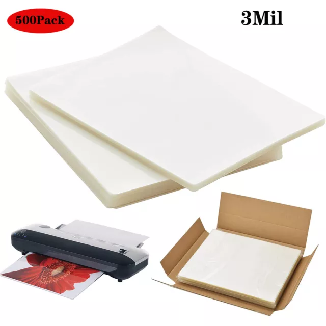 500 Letter Size 3 Mil Thermal Laminating Plastic Paper Pouches Sheets 9 x 11.5"