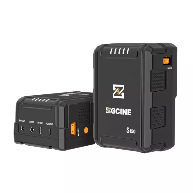 Batería de montaje en V ZGCINE S150 133WH 14,8 V dobles puertos DC/USB-C PD/D-TAP para cámara