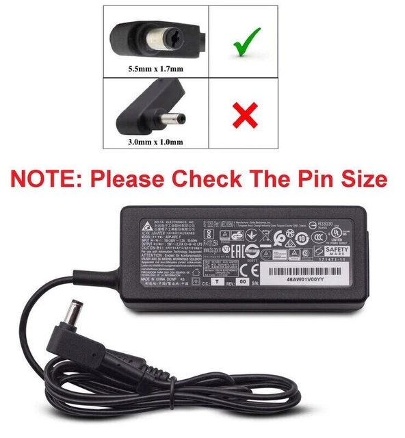 Alimentatore Caricabatterie Originale Lite-On Per Laptop Acer Aspire 3 A315-58 N20C5, 19V 3.42A, Nero, Usato Ma Funzionante, Include Cavo Di Alimentazione
