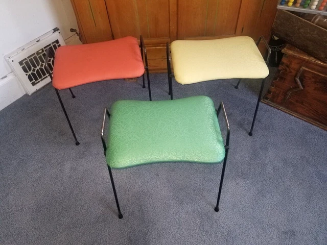 Vintage Set 3 Mid Century Nesting Stacking Stools Beautiful Retro Hip