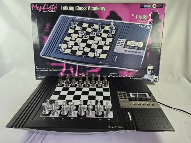 Mephisto Saitek Talking Chess Academy ~ Boxed & Complete ~ A/C Adapter