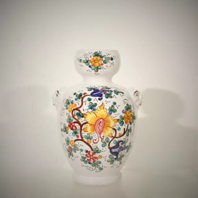 Taormina - Vase vintage aux grotesques décor floral Sicile Italie XXème