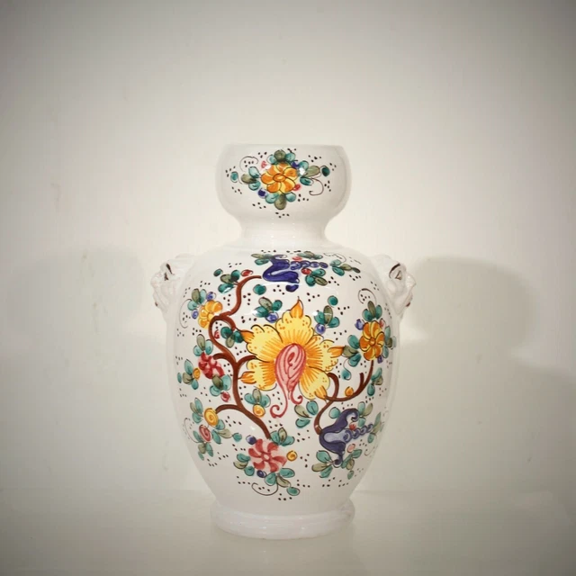 Taormina - Vase vintage aux grotesques décor floral Sicile Italie XXème
