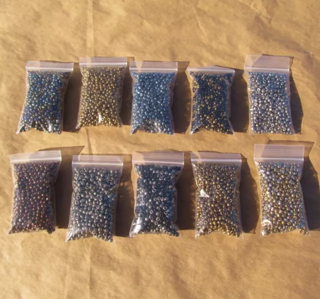 Lot 10 Bags METALLIC COLORS  SEED BEADS Craft Jewelry Making 6MM Over 1 POUND