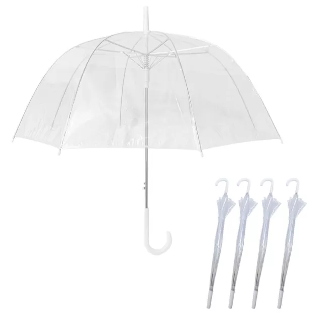 4 X Clear Dome Umbrella Canopy Wedding Fashion Rain Transparent Ladies Bridal