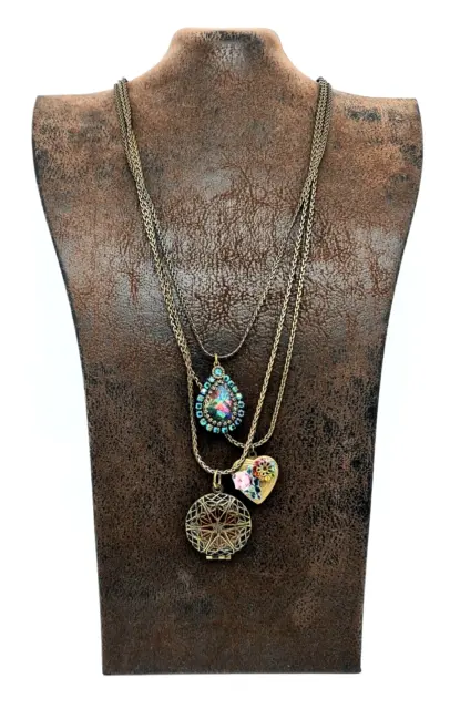 Beautiful Necklace With  Lockets  Pendants  Crystals  By Michal Negrin