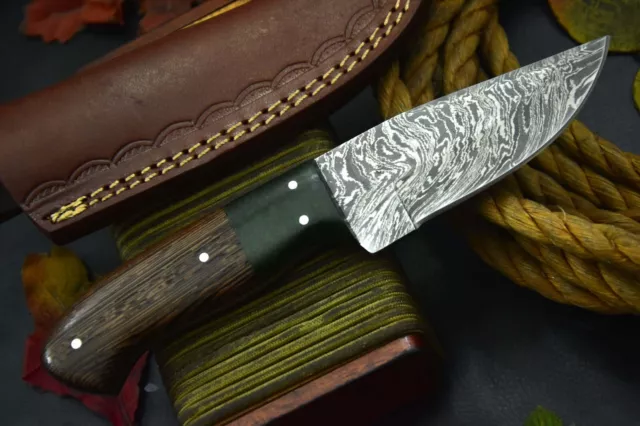 Custom 7.8"OAL Hand Forged Damascus Steel Hunting Knife Handmade (Q890) 3