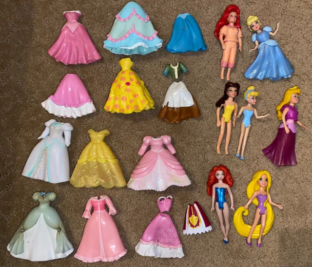 POLLY POCKET DISNEY Princess Mixed Lot Dolls Dresses Outfits Set $19.99 ...