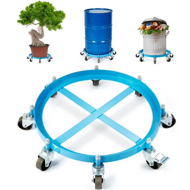VEVOR 55 Gal Drum Dolly Heavy Duty Barrel Cart 2000lbs with Swivel Casters Steel
