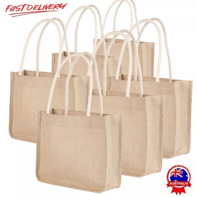 1/6X Canvas Jute Tote Casual Shoulder Bag Grocery Shopping Bags Large Capacity