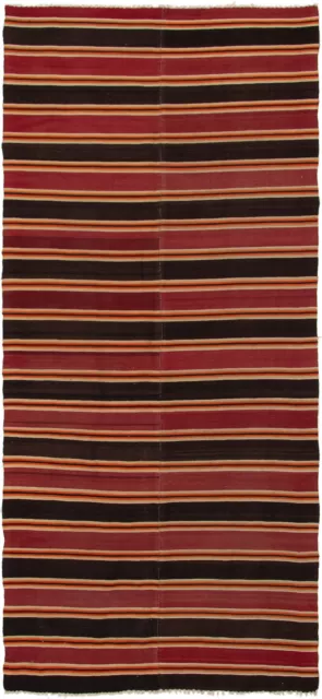 Vintage Hand Woven Carpet 4'4" x 9'11" Traditional Wool Kilim Rug