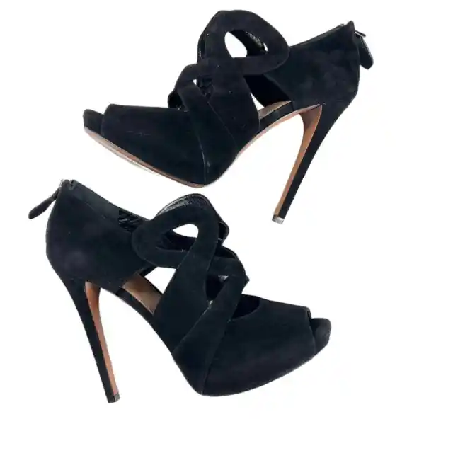 Alaia Black Suede Cut-out Heels Sz 38