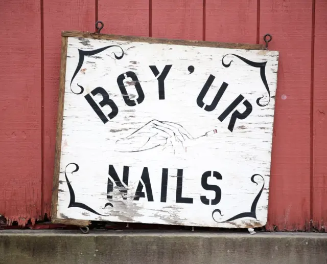 Vintage Wood Sign Nail Salon Beauty Shop Hair Wig Barber beautician antique old