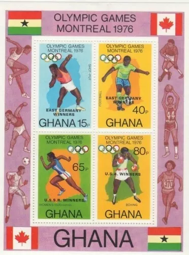 Ghana 1977 - Montreal Olympic OVPT IMPERF - Souvenir Stamp Sheet Scott #610 MNH