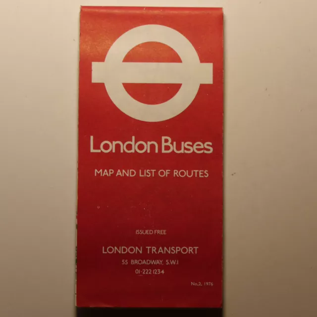 London Transport Buses Map and List of Routes 1976 No 2 Ref 577