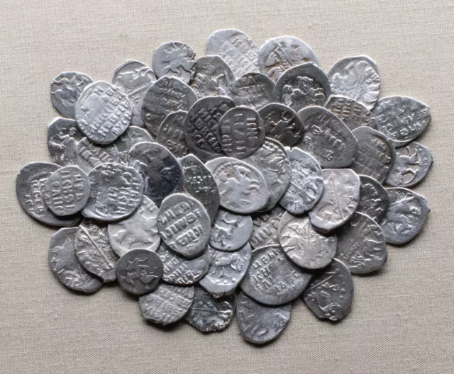 Russia,IVAN IV,1547-1584, lot of 50 coins, silver kopeck, scales #54