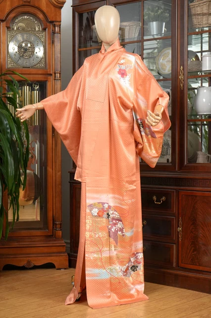 Dear Vanilla Japanese Silk Homongi Kimono Women's Authentic Japan Vintage Mint