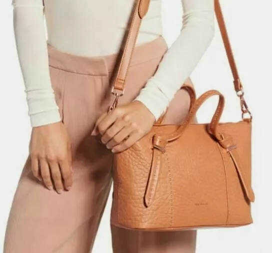 TED BAKER OLMIA Knotted Handle Small Tote Bag Black Leather BNWTS