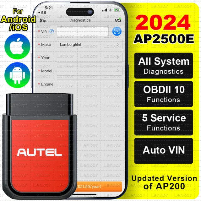 2024 AUTEL MaxiAP AP2500E Code Reader Bluetooth OBD2 Scanner Car Diagnostic Tool